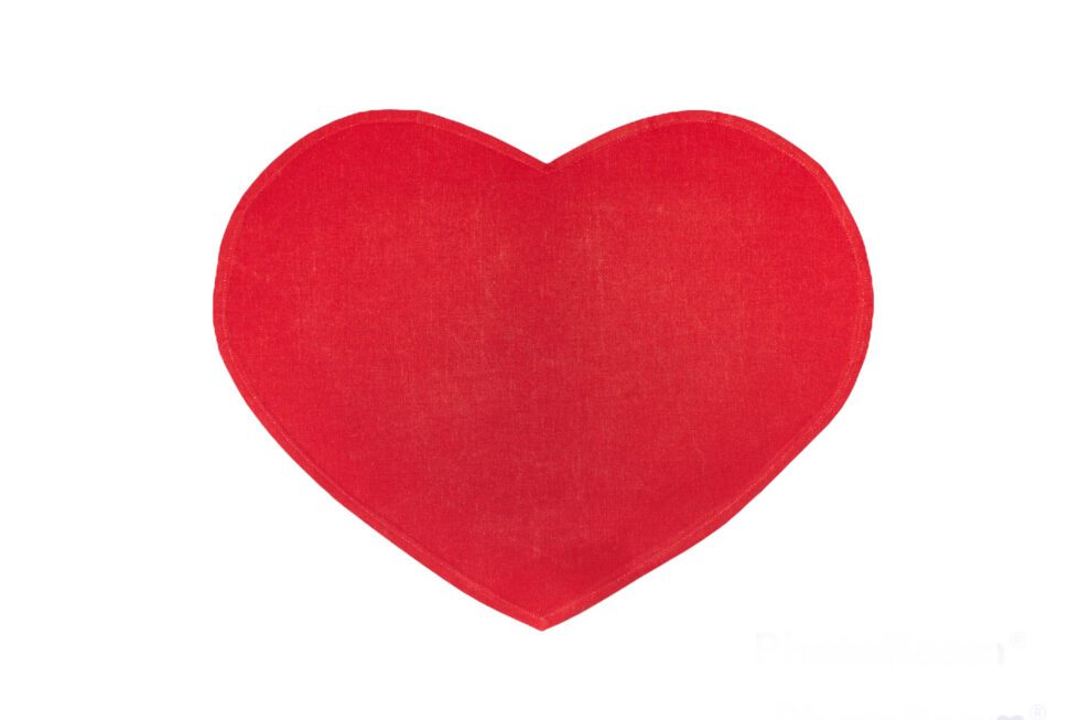 TOVAGLIETTA A FORMA DI CUORE  BEIGE CON FIOCCO ROSSO "ROUGE STONEW" - immagine 2