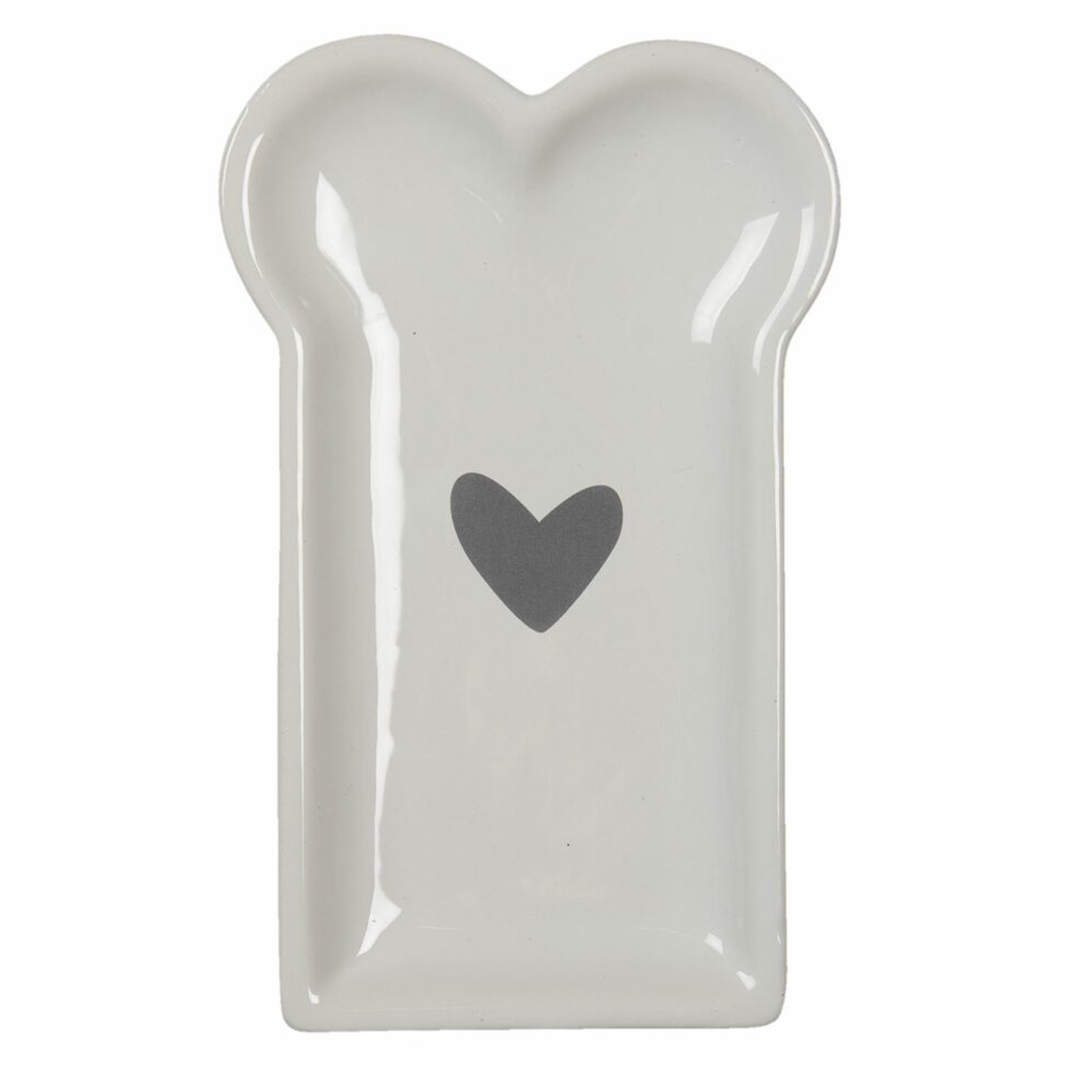 Piattino da colazione con cuoricino in ceramica bianco DIFETTO CERAMICA