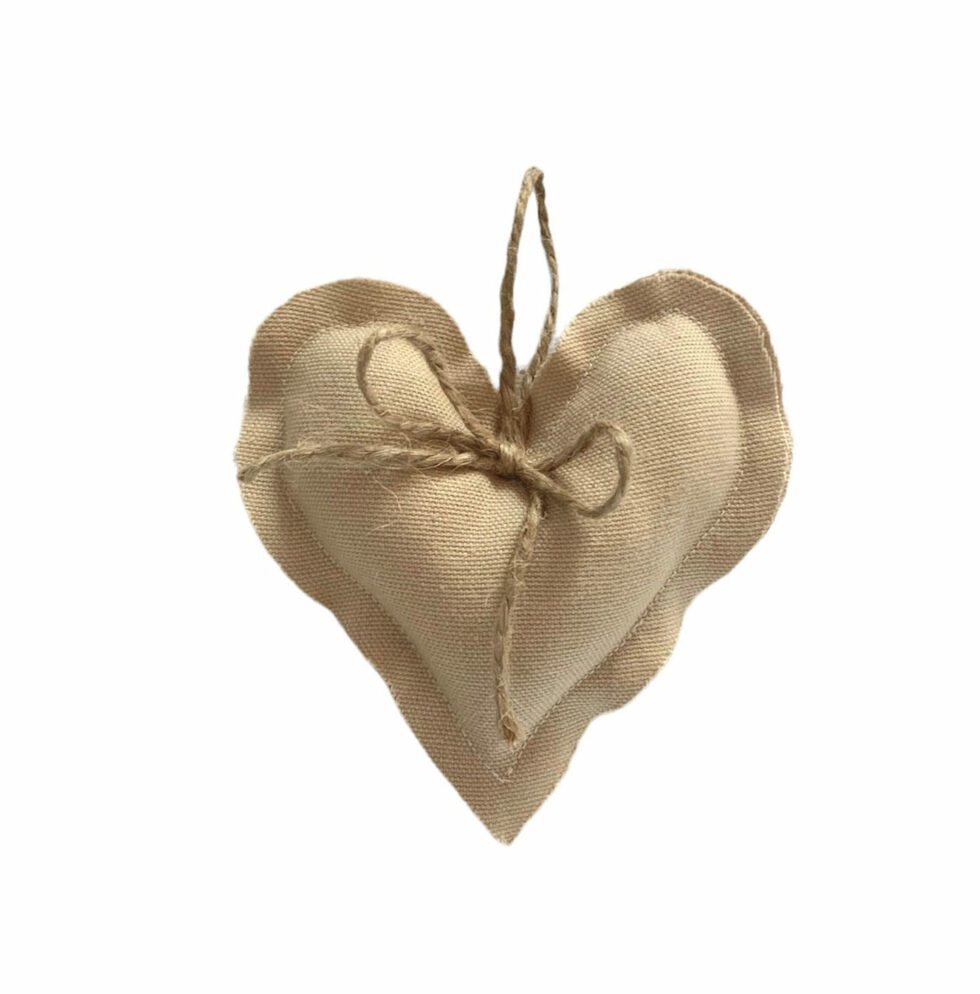 "Maison Seri" cuore in stoffa corda con fiocchetto 13 cm