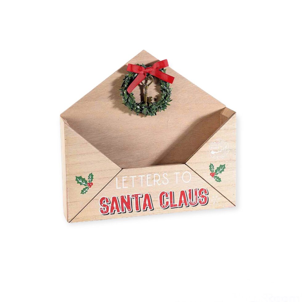Portalettere in legno "Santa Claus" da appoggio colore naturale