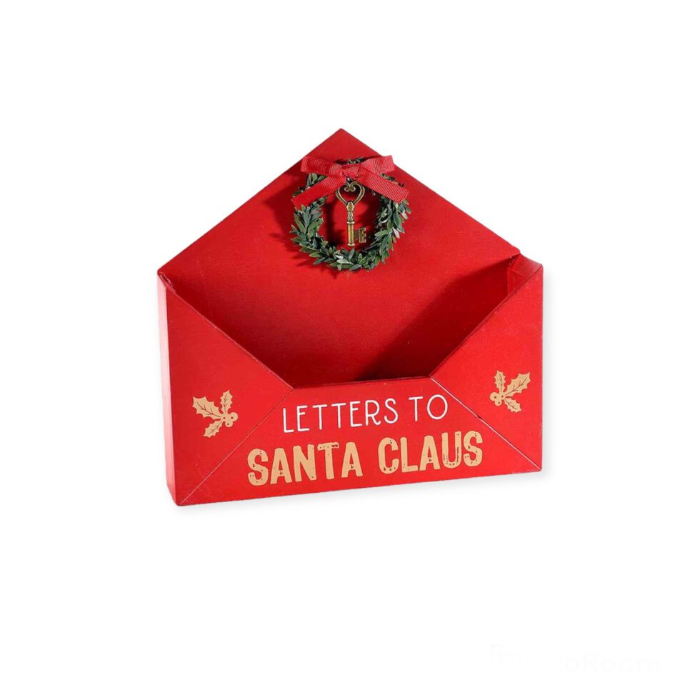 Portalettere in legno "Santa Claus" da appoggio colore rosso