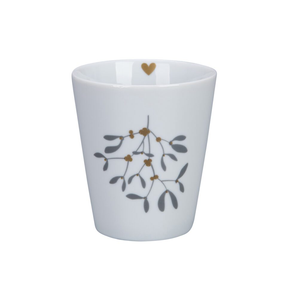 Tazza mug con ulivo e cuoricino in porcellana colore bianco