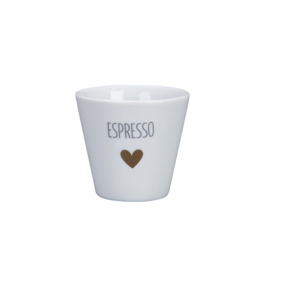Tazzina da caffè "espresso" con cuore color oro in porcellana