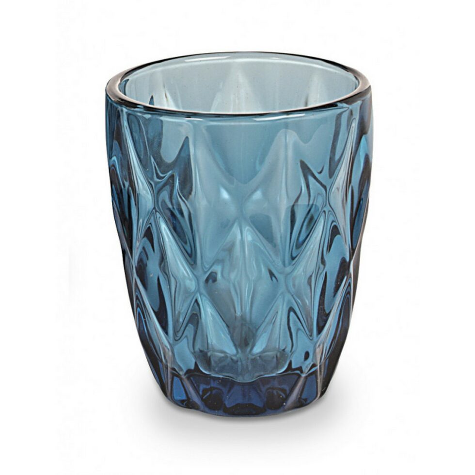 Bicchiere acqua "diamanti" in vetro colore blu