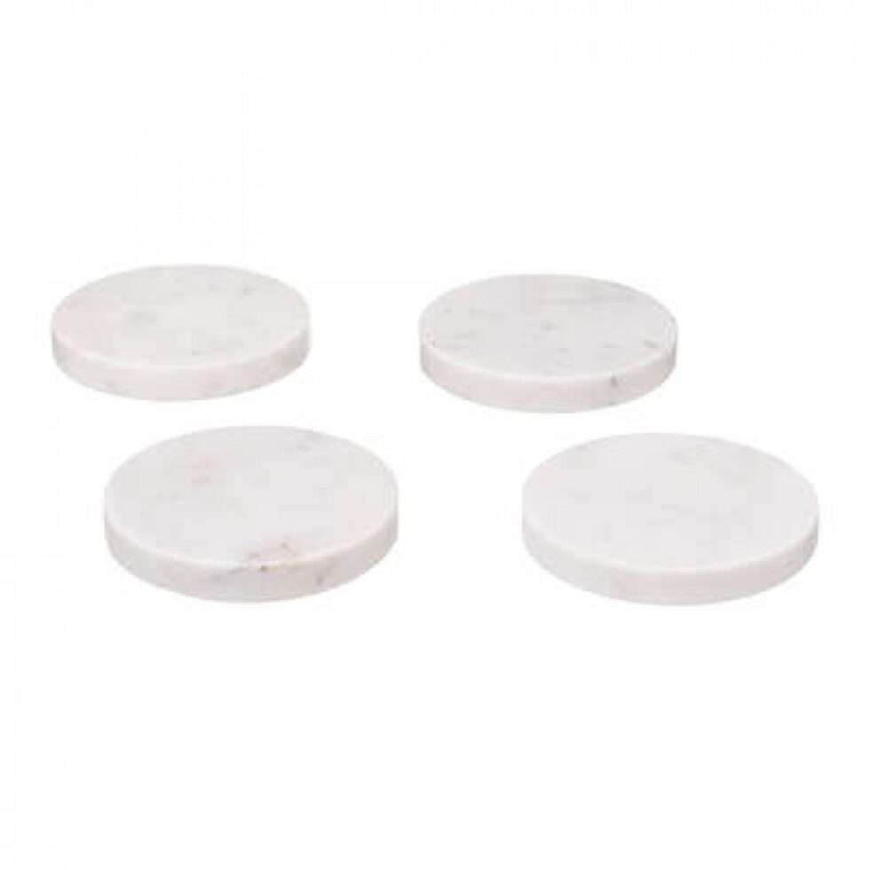 Set 4 sottobicchieri in marmo colore bianco