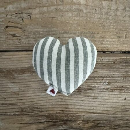 "Maison Seri' "cuore calamita per frigorifero o tenda in tessuto riga piccola bianco e verde 9x9 cm