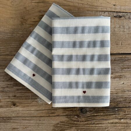 "Maison Seri" set 2 tovaglioli in tessuto colore righe bianco/azzurro 40cm