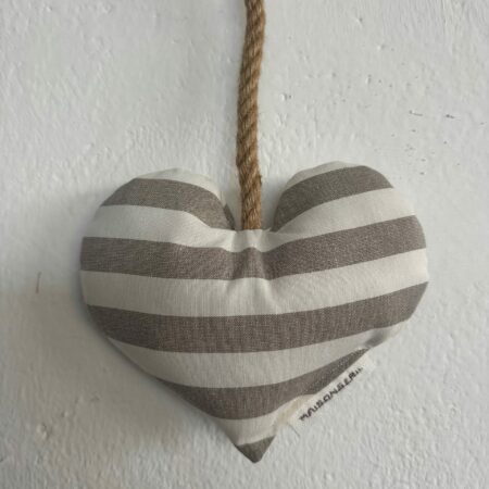 "Maison Seri" Linea Sogni Appesi cuore decorativo per tende a righe colore bianco/tortora