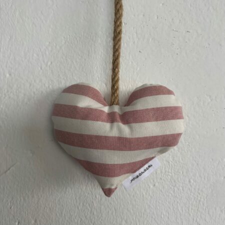 "Maison Seri" Linea Sogni Appesi cuore decorativo per tende a righe colore bianco/rosa
