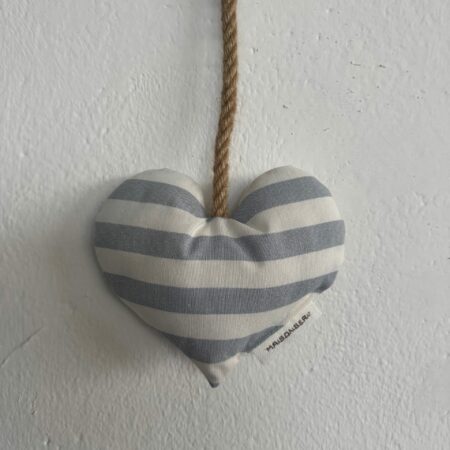 "Maison Seri" Linea Sogni Appesi cuore decorativo per tende a righe colore bianco/azzurro