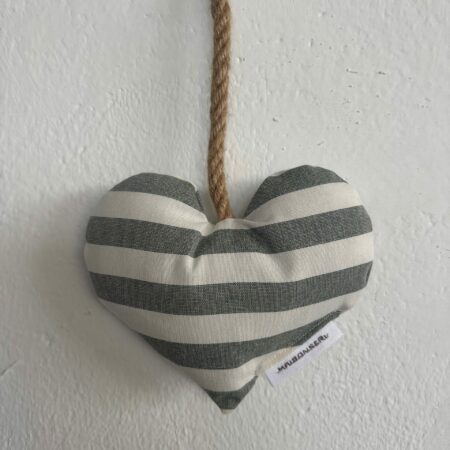 "Maison Seri" Linea Sogni Appesi cuore decorativo per tende a righe colore bianco/verde