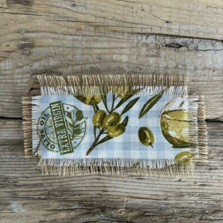 Maison Serí Sottobicchiere doppio (acqua & vino) in tessuto olio e olive e juta