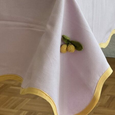 Tovaglia lilla bordo giallo con limoni 150 x 250 cm