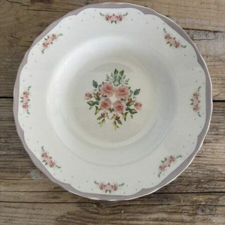 Piatto fondo shabby rose in ceramica 24 cm