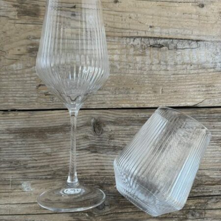 Set bicchieri Plissé da 1 tumbler e 1 calice in vetro borosilicato