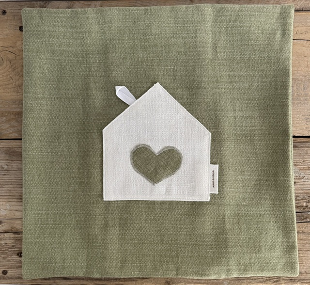 "Maison Serì" Fodera per Cuscino Artigianale "Linea Cupido" - Verde Salvia Chiaro (45x45 cm)