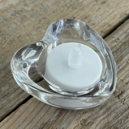 Portacandela in Vetro Cuore larghezza 7 cm