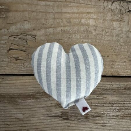 "Maison Seri' "cuore calamita per frigorifero o tenda in tessuto riga piccola bianco e azzurro 9x9 cm