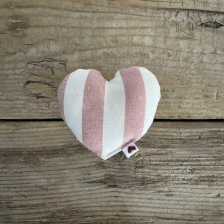 "Maison Seri' "cuore calamita per frigorifero o tenda in tessuto riga grande bianco e rosa 9x9 cm