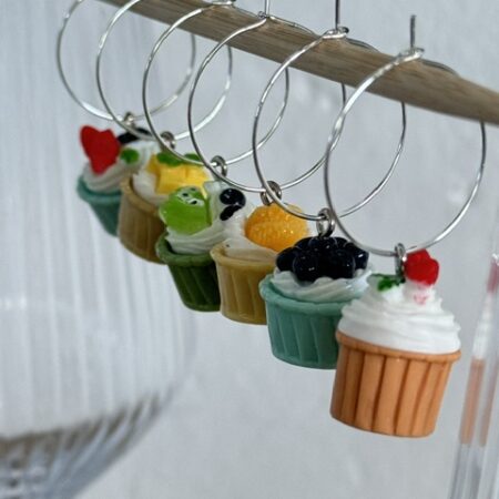 "Maison Seri" Set 6 Segnabicchieri "Sweet Cupcake" - Charm per Calici e Bicchieri